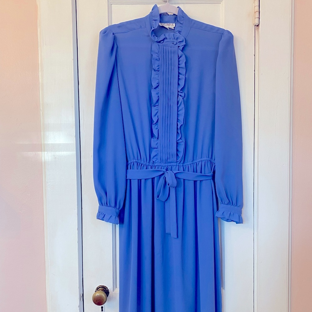 Vintage FL Collections periwinkle dress size 12 100% polyester